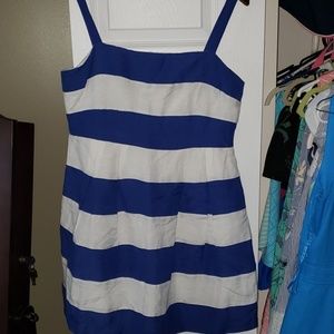 Ann taylor loft blue and white dress 10 petite
